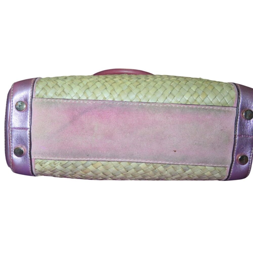 Coach 2004 Limited Edition Straw & Pink Suede Leather Top Handle Tote Satchel - Picture 5 of 11